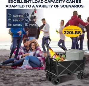 Chariot de chariot pliable pliable robuste de grande capacité chariot d'épicerie utilitaire Camping achats en plein air grandes roues freins plage - Product Image 6