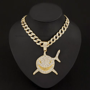 Large <b>Shark</b> Rhinestones Exaggerated Hip Hop Men's <b>Necklace</b> Does Not Fade <b>Necklace</b> - Product Image 5