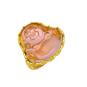 Anillo de Piedra Natural de Nuevo Diseño, Anillo de Acero Inoxidable con Buda de Jade, Anillos Chapados en Oro de 18K - Product Image 3