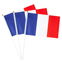 Drapeau à main personnalisé en gros avec bâton en plastique, impression recto-verso en polyester 100D, drapeau à agiter pour événements sportifs et défilés