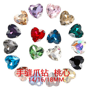 Strass en forme de cœur 14/16/18mm, cristaux de verre à coudre à la main, accessoires pour robe de mariée DIY - Product Image 1