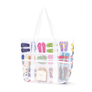 <span class=keywords><strong>Bolsa</strong></span> de <span class=keywords><strong>playa</strong></span> multibolsillo de gran capacidad, <span class=keywords><strong>bolsa</strong></span> de almacenamiento hueca de malla de nailon con cierre abierto para <span class=keywords><strong>Amazon</strong></span>, organizador de baño transfronterizo - Product Image 3