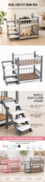 Lit superposé moderne en bois écologique pour chat avec escalier, design double couche amovible pour petits chiens et chats dans le salon