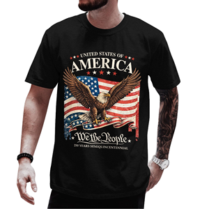 T-shirt en jersey pour homme, imprimé vintage, 250e anniversaire de l'Amérique, Jour de l'Indépendance, 100% coton, coupe classique, livraison gratuite - Product Image 1