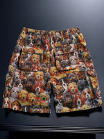 Shorts pour hommes à imprimé chien amusant, taille élastique avec cordon de serrage, décontractés, pour la plage, motif animalier original, pour l'été, maillot de bain