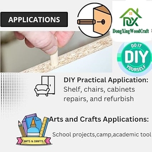 200 Pack 3/8" X 1 1/2" Hardwood <strong>Wooden</strong> <strong>Dowel</strong> Pins Wood Kiln Dried Fluted Beveled - Product Image 4