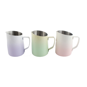 Jarra de leche de acero inoxidable 304 al por mayor, jarra para arte latte con pintura degradada antiadherente, taza para espumar con boquilla puntiaguda de 430 ml - Product Image 2