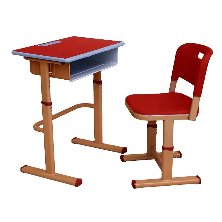 Orange Color School Furniture Education Furniture Study Tables With Chairs Furniture Set School Desk And Chair