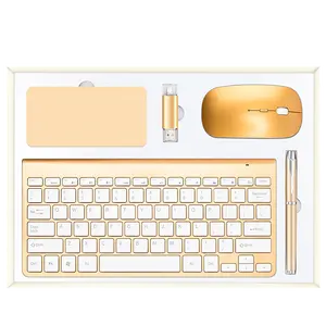 Set Hadiah Natal nirkabel, Mouse tanpa kabel dan Keyboard, Set pena hadiah kantor, gadget bisnis Inovatif terbaru