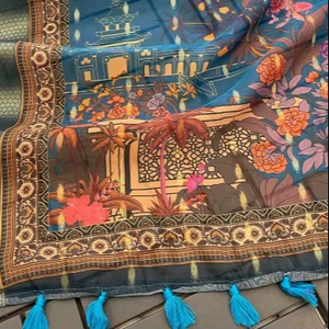 ผ้าคลุมไหล่ออร์แกนซ่าพิมพ์ลายดิจิทัลสไตล์ชาติพันธุ์ ลดราคาพิเศษ สำหรับงานตัดเย็บเสื้อผ้าและชุดเดรส - Product Image 1