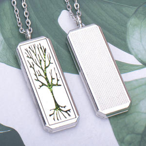Collier rectangulaire à huile essentielle longue <span class=keywords><strong>chaîne</strong></span> de chandail d'aromathérapie collier d'accessoires de couple à médaillon pour femmes et hommes - Product Image 5