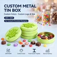 Boîte en étain ronde verte de qualité alimentaire personnalisée OEM avec couvercle gaufré pour bonbons, chocolats, confiseries et emballages cadeaux