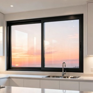 Fenêtre coulissante en aluminium à <span class=keywords><strong>double</strong></span> <span class=keywords><strong>vitrage</strong></span>, isolation thermique, étanche, pour balcon extérieur, villa, utilisation à long terme - Product Image 2