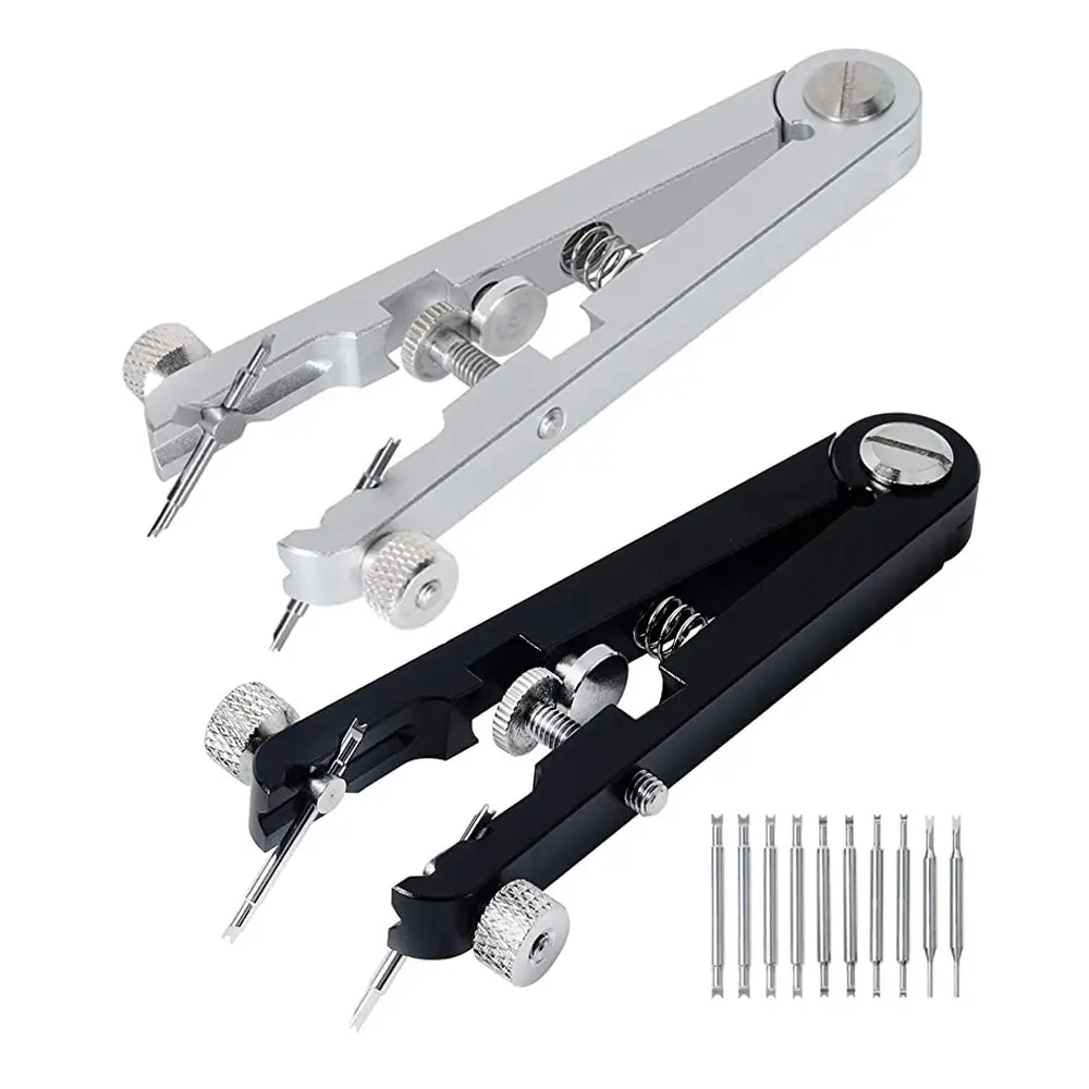 Heavy Duty Aluminum Watch Spring Bar Plier Tool Set with Durable 10 Tips Pins for Watch Pin Removal and Band Replacement