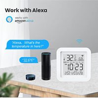 Capteur de température et d'humidité sans fil TUYA avec alertes de notification via application, thermomètre hygromètre WiFi compatible avec Alexa