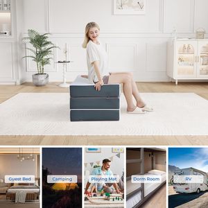 Colchón de espuma viscoelástica de Gel triple, colchón plegable de 4 pulgadas, diseño antideslizante, funda plegable y lavable para viajes/alfombrilla de invitados/<span class=keywords><strong>RV</strong></span> - Product Image 2