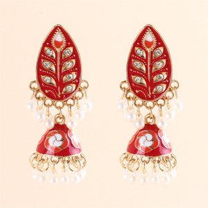 工場卸売エスニックスタイルヴィンテージアンティークゴールド合金彫刻ビーズタッセルインドジュムカイヤリングジュエリー - Product Image 4