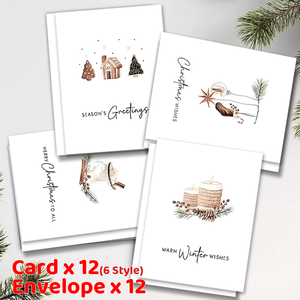Enveloppes de cartes de Noël en carton personnalisées de haute qualité, cartes de vœux avec finition gaufrée, logo personnalisé, design vintage chaleureux, impression - Product Image 1