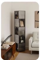 Étagère d'angle sur pied en métal à hauteur réglable avec étagères en acrylique - Design moderne pour salon et chambre