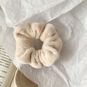 秋冬ロングヘアガールズアクセサリーソフトふわふわヘアシュシュ無地ぬいぐるみベルベットヘアロープ女性用 - Product Image 6