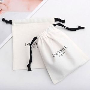 Bolsa de Almacenamiento de Ropa y Zapatos de Algodón Blanco con Cordón, Reutilizable, con Logotipo Personalizado Impreso, Bolsa de Regalo de Algodón para Sombreros y Accesorios para el Cabello - Product Image 1