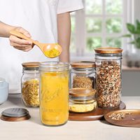 Couvercles de bocaux en bois massif à large bouche Yukmin pour couvercles de bocaux à billes avec joint en silicone hermétique parfait pour le stockage des aliments secs