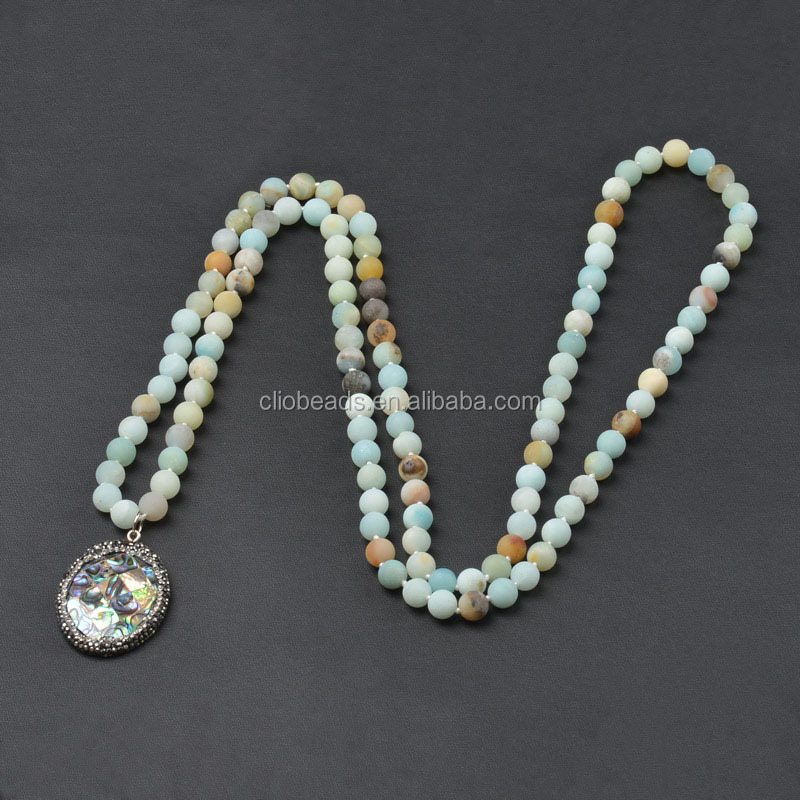 Collier de pierre Pendentif Collier Multicolore Amazonite Givré Noué Ormeau Pendentif Collier Bijoux Faits À La Main En Gros Chine