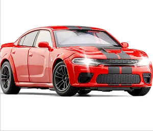 JKM 1/32 2020 Dodge şarj cihazı Hellcat alaşım modelleri altı kapı açık ses ve ışık geri çekme Metal araba modeli Metal oyuncak arabalar