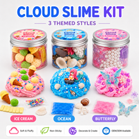 Kit de slime nuageux pour enfants avec breloques thématiques, pot de slime DIY doux, moelleux et non collant, crème glacée, océan, papillon, vente en gros OEM