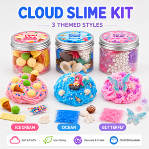 Kit de <span class=keywords><strong>slime</strong></span> nuageux pour enfants avec breloques thématiques, pot de <span class=keywords><strong>slime</strong></span> DIY doux, moelleux et non collant, crème glacée, océan, papillon, vente en gros OEM - Product Image 1