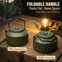 Bouilloire à eau pour le camping en plein air, en acier inoxydable 304, moderne, écologique, légère, durable, 1,2 litres, couleur vert militaire