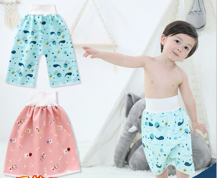 Водонепроницаемые хлопковые тренировочные брюки, тканевые цветные подгузники с животным принтом, подгузник для сна, Детская подгузник, юбка