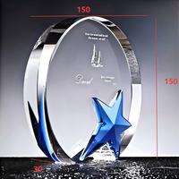 Trophée en cristal poli à cinq branches Dream Star, étanche, gravé au laser, médaille de retraite pour employé, plaque créative pour distributeur