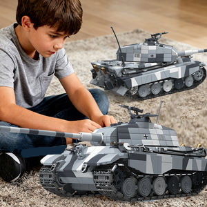 1/28 montaje coleccionable Ww2 Panzerkampfwagen <span class=keywords><strong>Tiger</strong></span> Ii tanque juegos de bloques de construcción adultos ejército militar juguete modelo de plástico Kit - Product Image 5