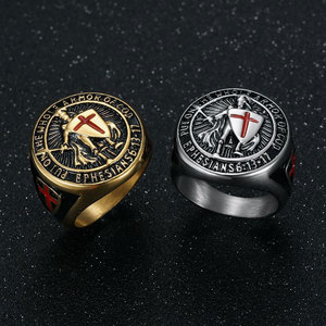 Bague Croix Hiphop Personnalisée en Acier Inoxydable 316L Plaqué Or PVD 14k 18k Anti-ternissement pour Hommes – Vente en Gros - Product Image 1