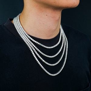 Collar de tenis de moissanita VVS de plata 925 con diamantes certificados Ice Gra de 4 mm, joyería hiphop personalizada de fábrica para hombre y mujer - Product Image 3