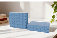 Boîtes cadeaux magnétiques imperméables géométriques florales bleu clair polyvalentes, motif étoile répétitif, emballage rigide en papier pliable