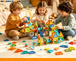 62 pièces Blocs de construction magnétiques transparents en forme de diamant, circuit de labyrinthe, jouet éducatif STEM pour enfants 3+ en gros - Product Image 1