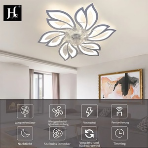 <b>Modern</b> Metal <b>Ceiling</b> Fan <b>Light</b> <b>LED</b> Daylight Illumination Remote Control Surface Mounted Bedroom CRI 90 IP33 AC 2160 Lumens - Product Image 4
