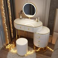 Table de toilette moderne pour chambre à coucher, lampe, table de toilette de luxe, table de toilette simple en acier inoxydable, combinaison