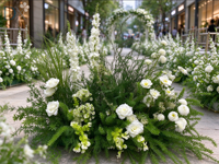 Décoration florale artificielle blanche pour allée de mariage, taille personnalisable disponible pour la décoration de lieux événementiels