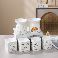 Brûleur de cire d'aromathérapie en céramique blanche avec motif d'étoile porte-tartes d'aromathérapie assorties brûleur d'huile essentielle à usage domestique
