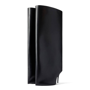 Botas altas de mujer con parte superior ancha y acolchada, botines largos con tacón de aguja, zapatos de mezclilla para escenario - Product Image 2