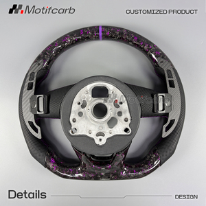 พวงมาลัยคาร์บอนไฟเบอร์สีม่วงแบบกำหนดเองสำหรับ Audi A4 A5 S3 S4 S5 RS3 RS4 RS5 ปี 2016-2024 พร้อมแป้นเปลี่ยนเกียร์แม่เหล็ก - Product Image 5