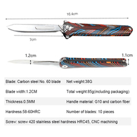Acier au carbone chirurgical amovible Bochen # Couteau pliant à 60 lames, manche G10, couteau utilitaire de poche, lame interchangeable, 3 lames supplémentaires
