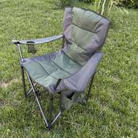 Chaise de camping et de pêche entièrement pliable, chaise d'extérieur portable, chaise pliante à dossier haut avec porte-gobelet