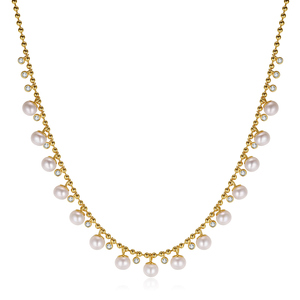 GPN37 RINNTIN Collana Delicata in Argento Sterling 925, Gioielli Raffinati, Graziosa Collana con Ciondolo di Perla Placcato Oro 14K per Donne - Product Image 1