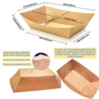 Barquettes alimentaires en papier robustes, modèle bateau monobloc, idéales pour les frites, les corn-flakes, les snacks, les hot-dogs et les tortillas de maïs