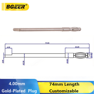 4毫米镀金灯笼头香蕉插头，74毫米长金属插座配件，纯铜镀镍连接器 - Product Image 3