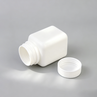 Bouteille de stockage carrée opaque en PEHD de 70 ml, blanche, à couvercle à vis côtelé, pour l'emballage de pilules, capsules, granulés, poudres et échantillons chimiques